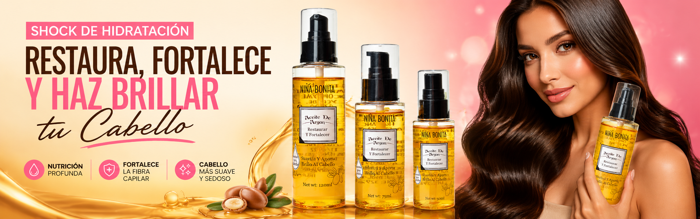 Aceite de argán para cabello - fortalece y da brillo