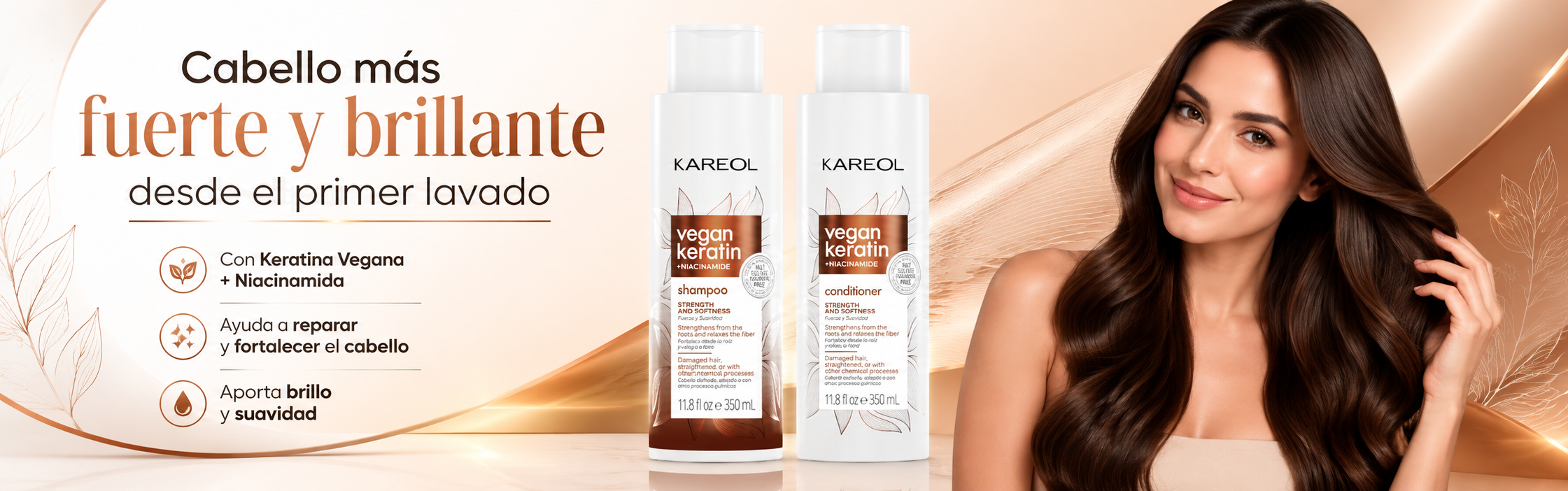 Shampoo y acondicionador para cabello fuerte y brillante